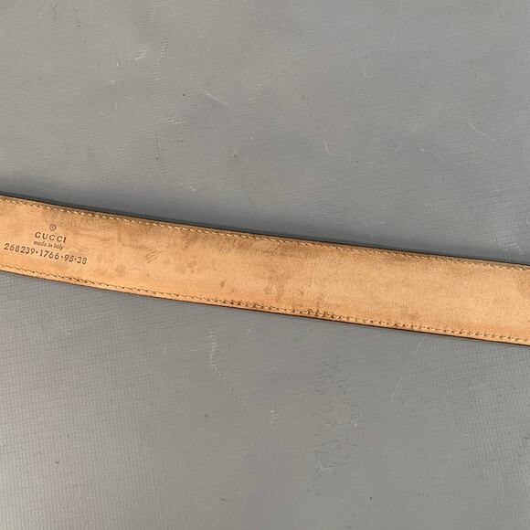 GUCCI Size 38 Black Silver Embossed Geometric Leather Belt - Picture 8 of 9